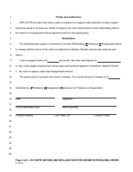Ex Parte Motion and Declaration for Income Withholding Order - Spousal or Partner Support - Oregon, Page 2