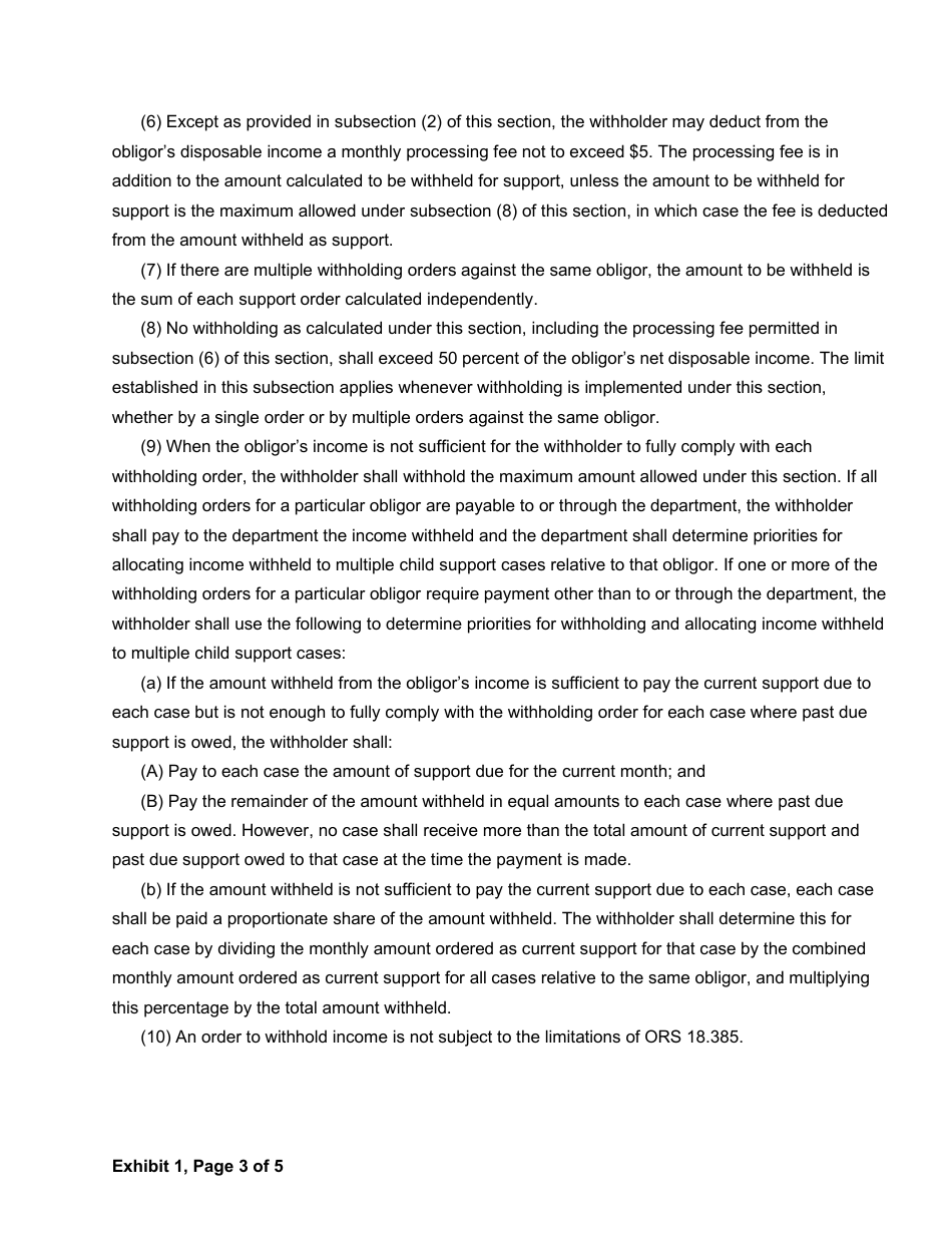 Order Re: Income Withholding - Spousal Support - Oregon, Page 5