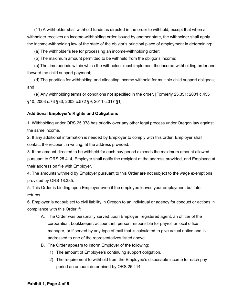 Order Re: Income Withholding - Spousal Support - Oregon, Page 6