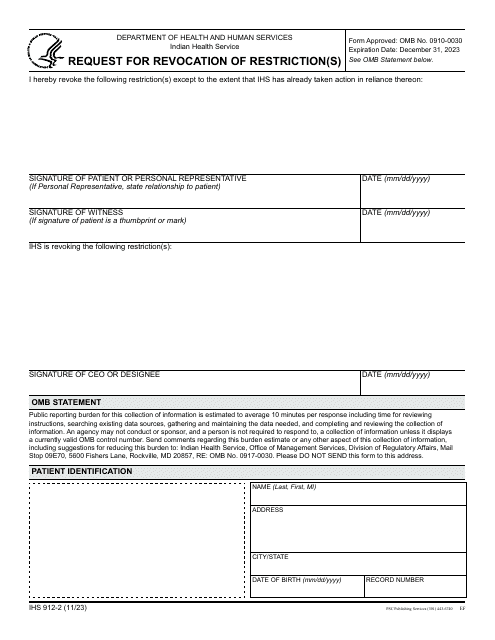 Form IHS-912-2  Printable Pdf