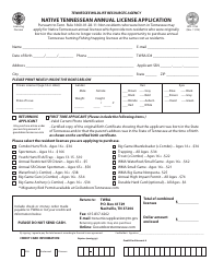 Document preview: Form WR-1156 Native Tennessean Annual License Application - Tennessee