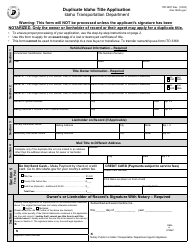 Document preview: Form ITD3367 Duplicate Idaho Title Application - Idaho
