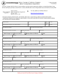 Document preview: Form ITD3239 Idaho Change of Address Request - Idaho