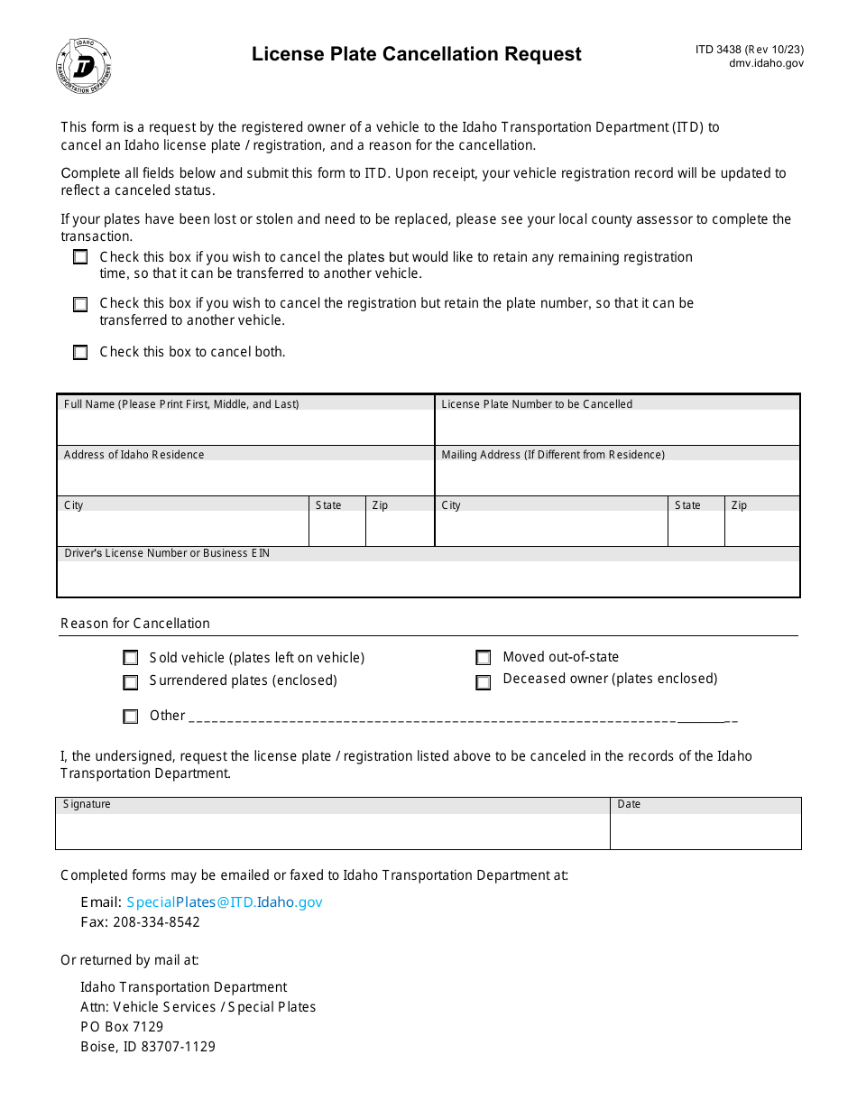 Form Itd3438 Fill Out Sign Online And Download Fillable Pdf Idaho