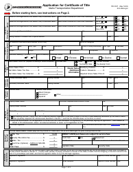 Form ITD3337 Application for Certificate of Title - Idaho