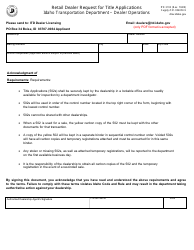 Document preview: Form ITD3195 Retail Dealer Request for Title Applications - Idaho