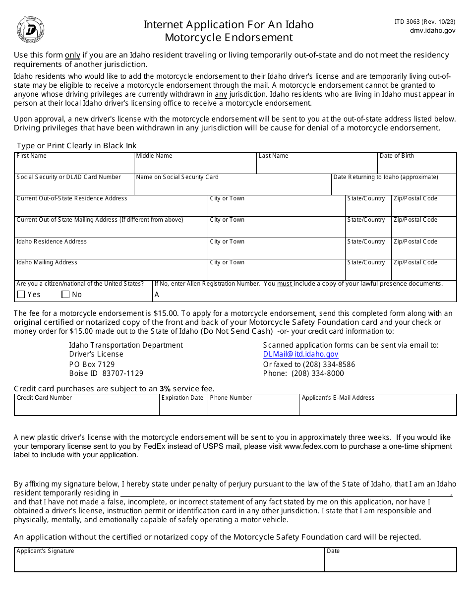 Form Itd3063 Fill Out Sign Online And Download Fillable Pdf Idaho