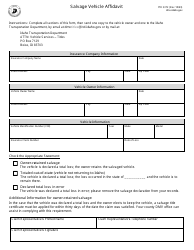 Document preview: Form ITD3372 Salvage Vehicle Affidavit - Idaho