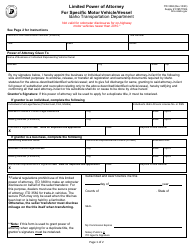 Form ITD3368 Limited Power of Attorney for Specific Motor Vehicle/Vessel - Idaho
