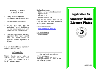Form ITD3427 Amateur Radio License Plates - Idaho, Page 2