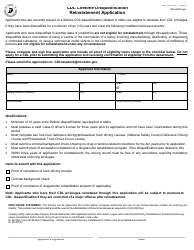 Document preview: Form ITD3127 Cdl Lifetime Disqualification Reinstatement Application - Idaho