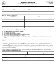 Document preview: Form ITD3414 Affidavit of Inheritance - Idaho