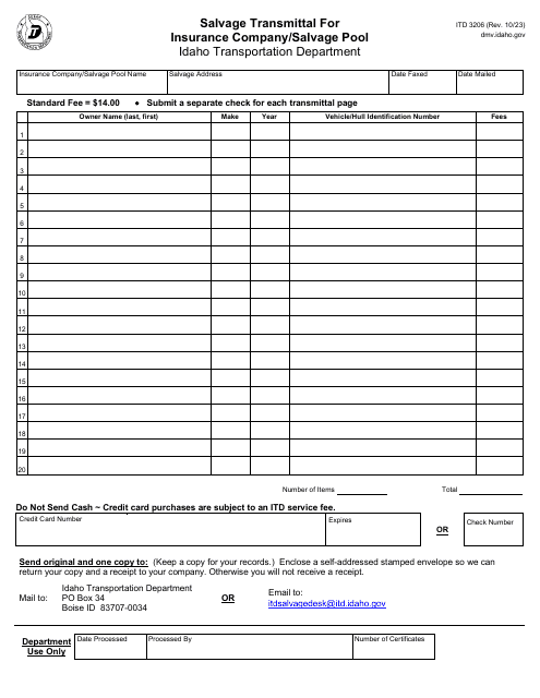 Form ITD3206  Printable Pdf