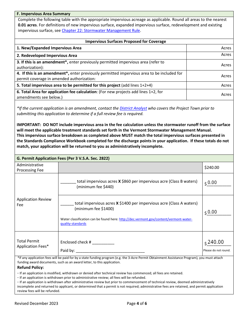 Notice of Intent (Noi) to Apply for Individual Stormwater Discharge Permit (Inds) - Vermont, Page 4