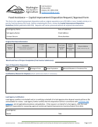 Document preview: Form AGR-2613 Food Assistance - Capital Improvement Disposition Request/Approval Form - Washington