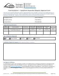 Form AGR-2203 Food Assistance - Equipment Disposition Request/Approval Form - Washington