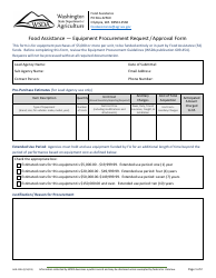 Document preview: Form AGR-2204 Food Assistance - Equipment Procurement Request/Approval Form - Washington
