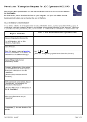 Form SRG1843 Permission/Exemption Request for Aoc Operators/Ncc/Spo - United Kingdom