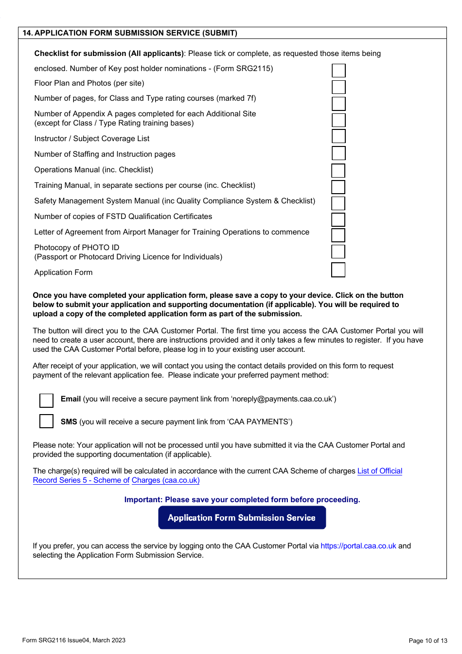 Form SRG2116 Application for Initial Approval of Training Organisations and Change to Course Approvals Under Easa Aircrew Regulation Annex VII - Part-Ora (Aeroplanes and Helicopters) - United Kingdom, Page 10