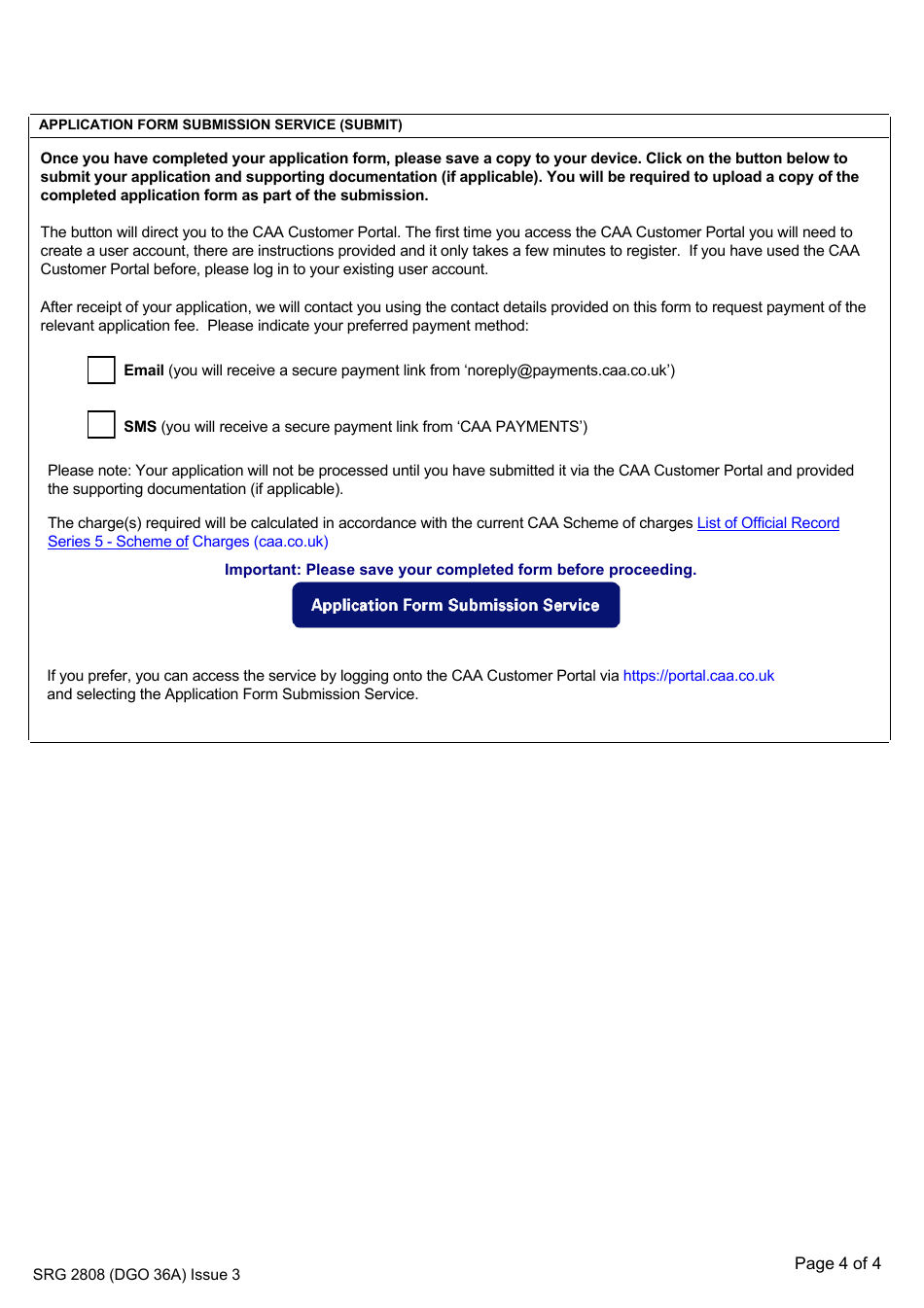 Form SRG2808 (DGO36A) Cargo Dangerous Goods Occurrence Report - United Kingdom, Page 4