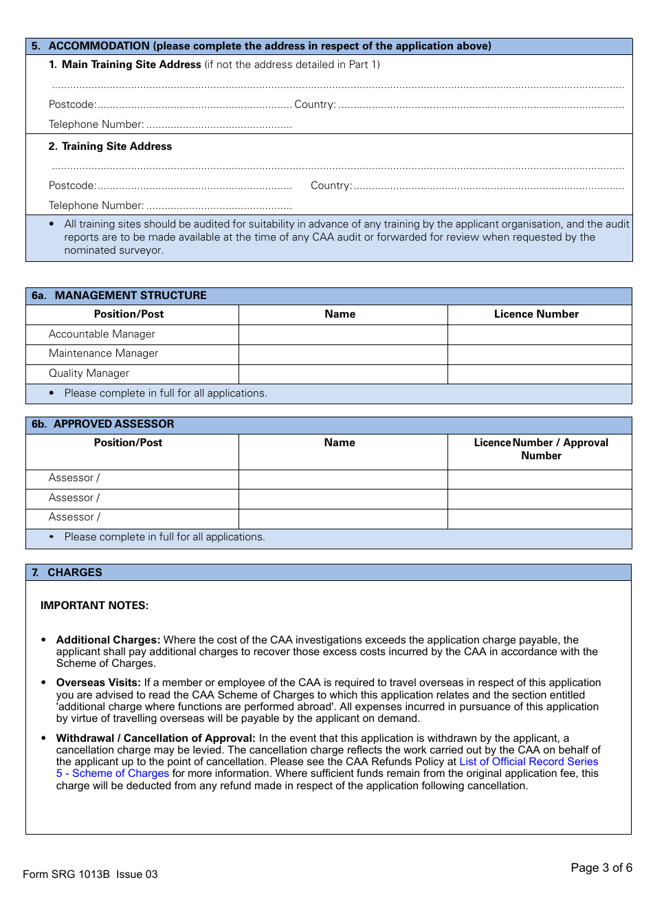 Form SRG1013B Application for Approval to Conduct on the Job Training (Ojt) Within a Foreign Organisation Approval (In Accordance With the Requirements of Part-66 Appendix Iii) - United Kingdom, Page 3