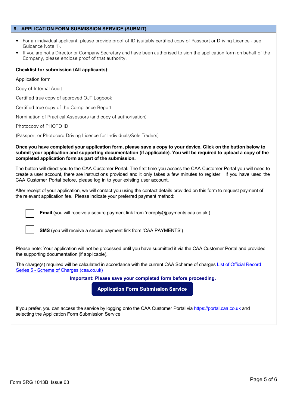 Form SRG1013B Application for Approval to Conduct on the Job Training (Ojt) Within a Foreign Organisation Approval (In Accordance With the Requirements of Part-66 Appendix Iii) - United Kingdom, Page 5