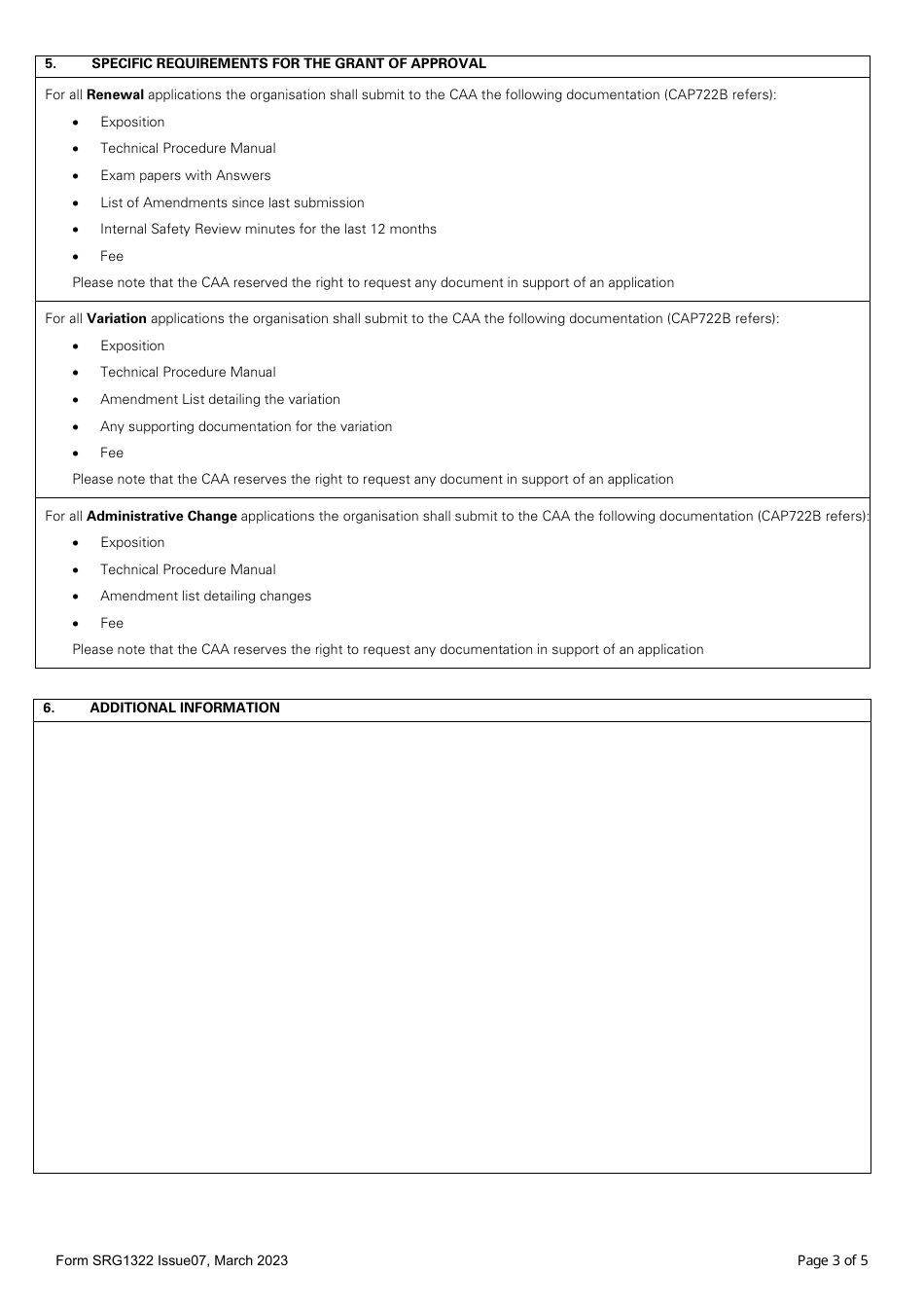 Form SRG1322 Application for Recognised Assessment Entity Status (Unmanned Aircraft Systems) - United Kingdom, Page 3