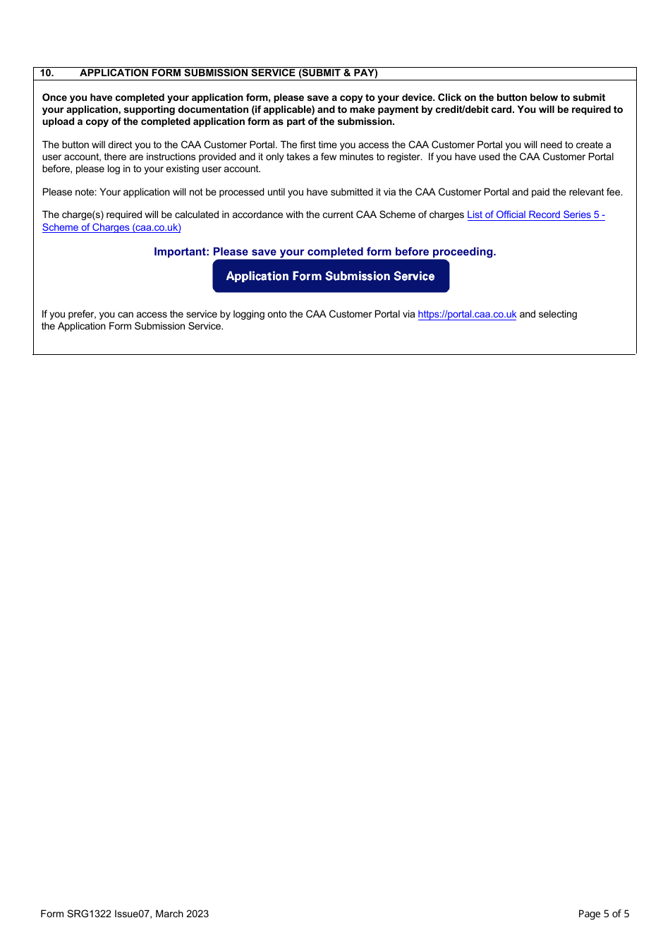 Form SRG1322 Application for Recognised Assessment Entity Status (Unmanned Aircraft Systems) - United Kingdom, Page 5