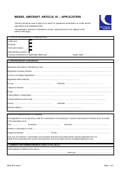 Form SRG1616 Model Aircraft Article 16 - Application - United Kingdom