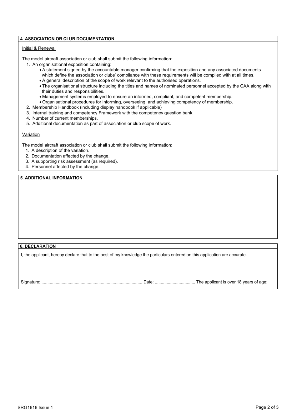 Form SRG1616 Model Aircraft Article 16 - Application - United Kingdom, Page 2