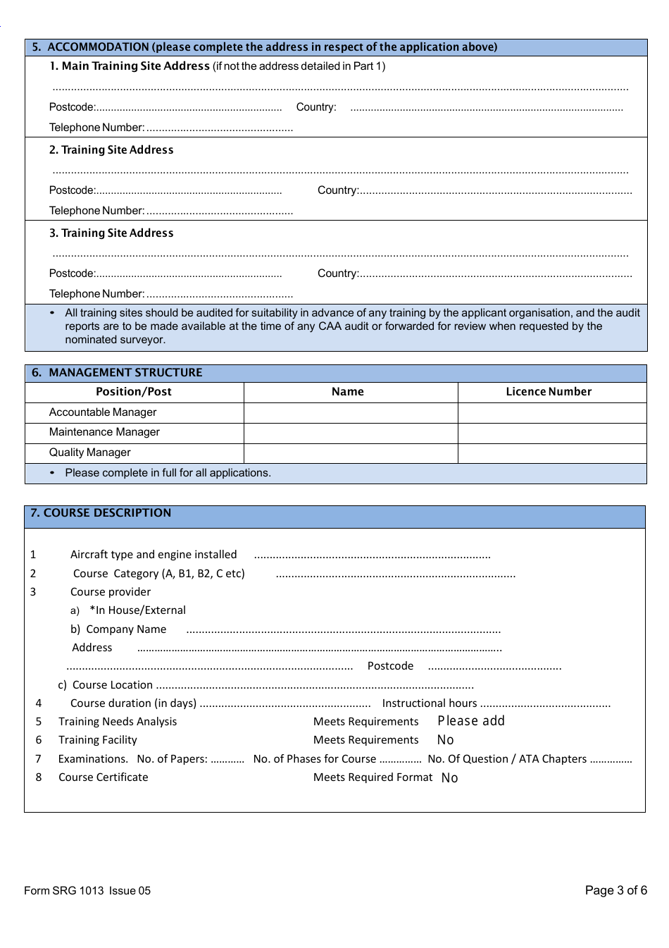 Form SRG1013 Application for Direct Course Approval to Conduct Theoretical Knowledge or Practical Training in Accordance With Appendix Iii to Annex Iii (Part-66) - 66.b.130 - United Kingdom, Page 3