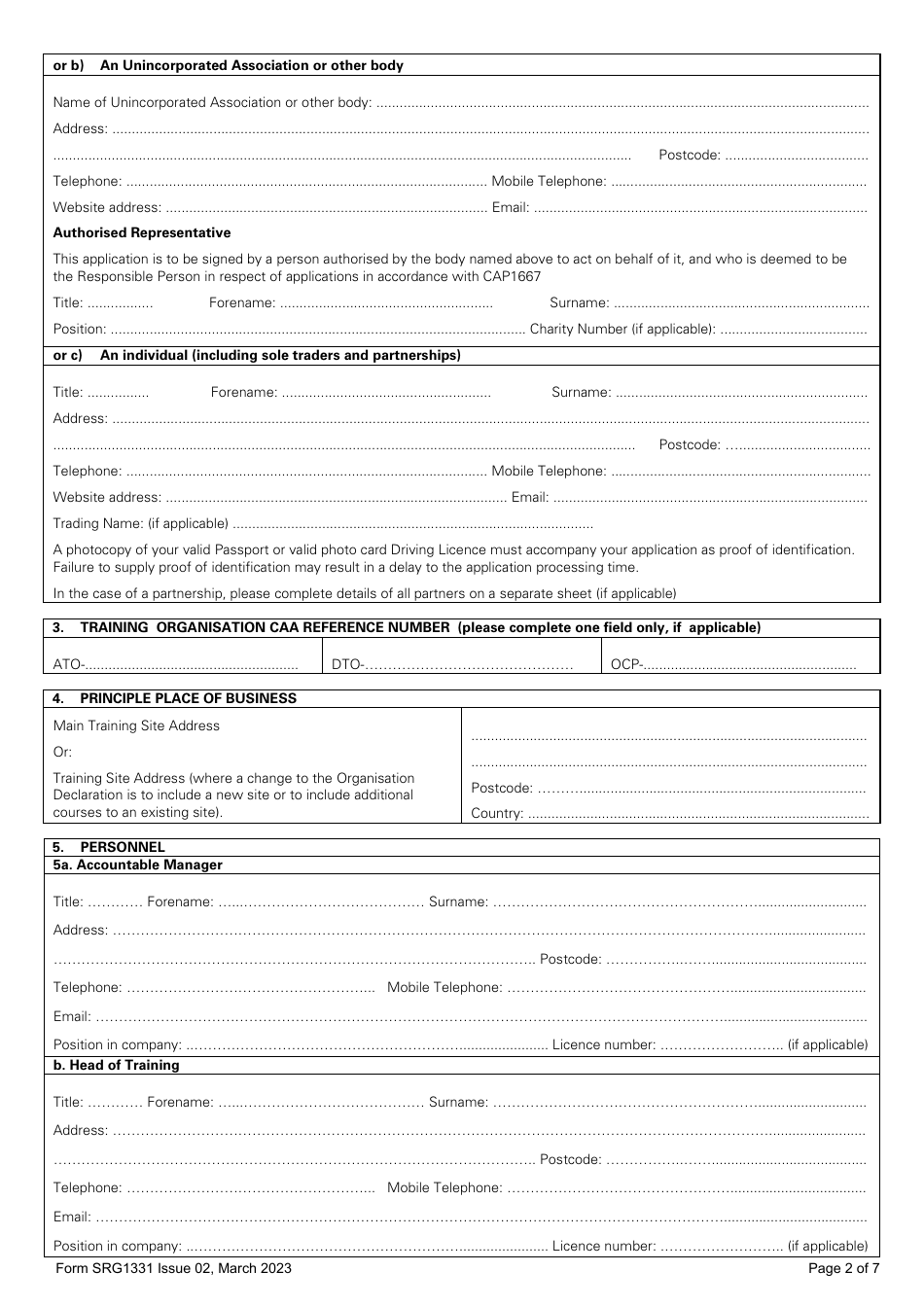 Form SRG1331 National Approved Training Organisations - (Gyroplanes) - United Kingdom, Page 2