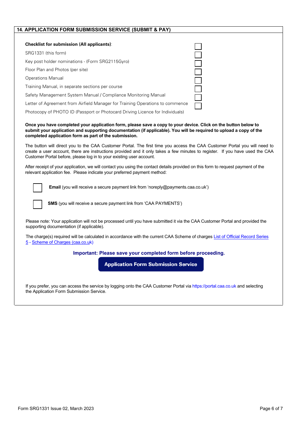 Form SRG1331 National Approved Training Organisations - (Gyroplanes) - United Kingdom, Page 6