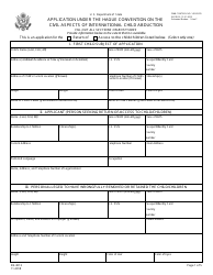 Form DS-3013 Application Under the Hague Convention on the Civil Aspects of International Child Abduction