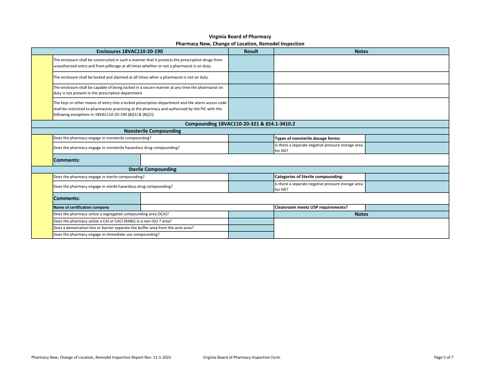 Pharmacy Inspection - New - Change of Location - Remodel - Virginia, Page 5