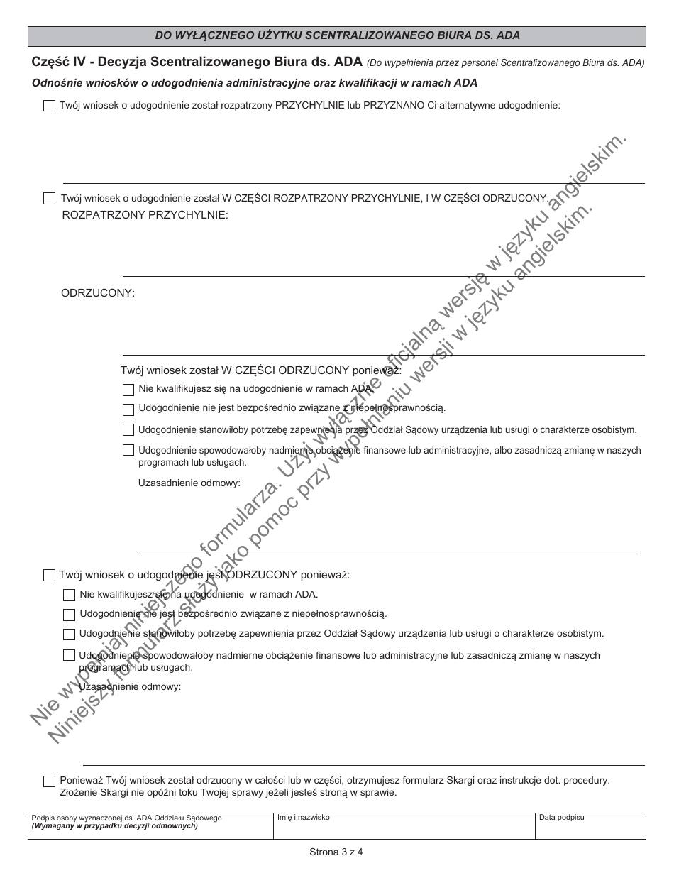 Form JD-ES-352P Ada Request for Reasonable Accommodation - Connecticut (Polish), Page 3