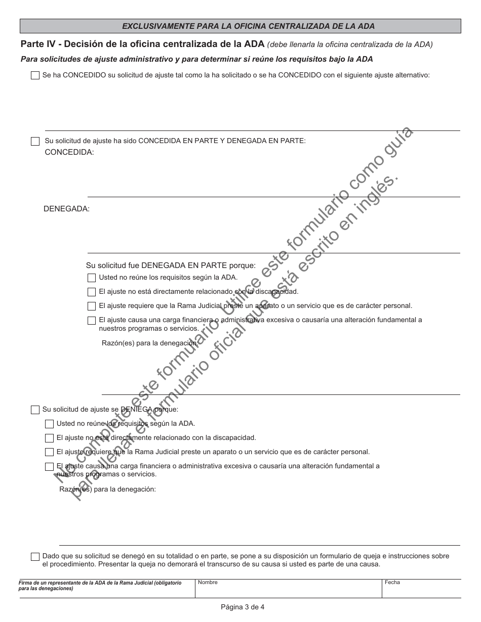 Formulario JD-ES-352S Solicitud De Ajustes Razonables Bajo La Ley Ada - Connecticut (Spanish), Page 3