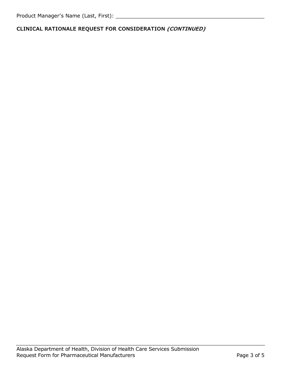 Submission Request Form for Pharmaceutical Manufacturers - Alaska, Page 3