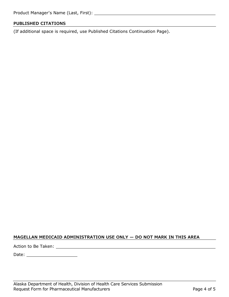 Submission Request Form for Pharmaceutical Manufacturers - Alaska, Page 4