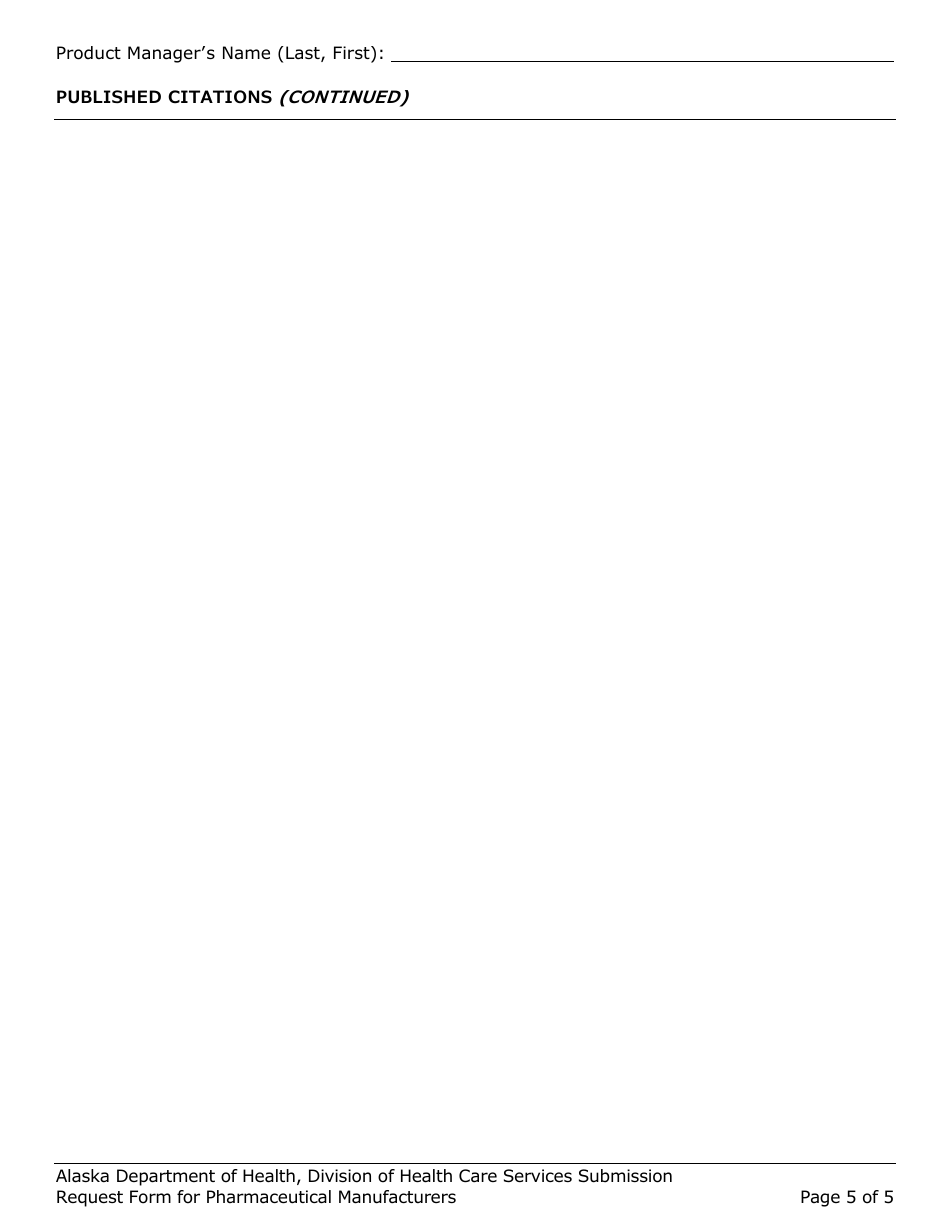 Submission Request Form for Pharmaceutical Manufacturers - Alaska, Page 5