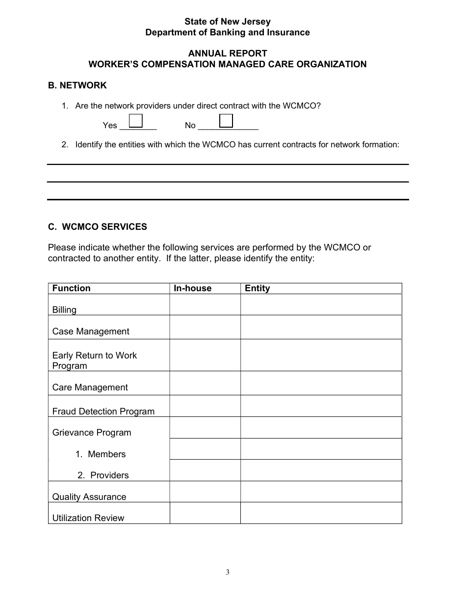Annual Report - Workers Compensation Managed Care Organization - New Jersey, Page 3