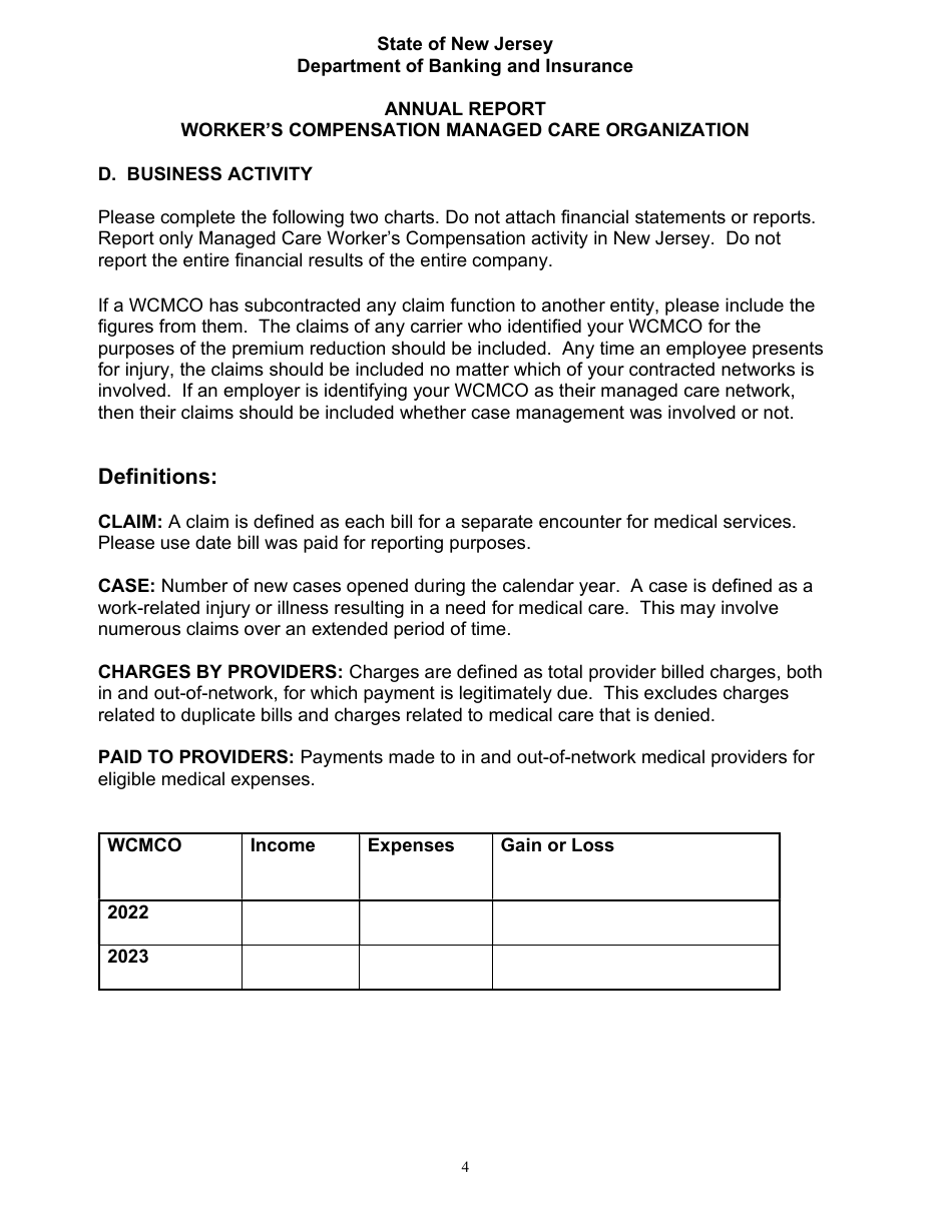 Annual Report - Workers Compensation Managed Care Organization - New Jersey, Page 4