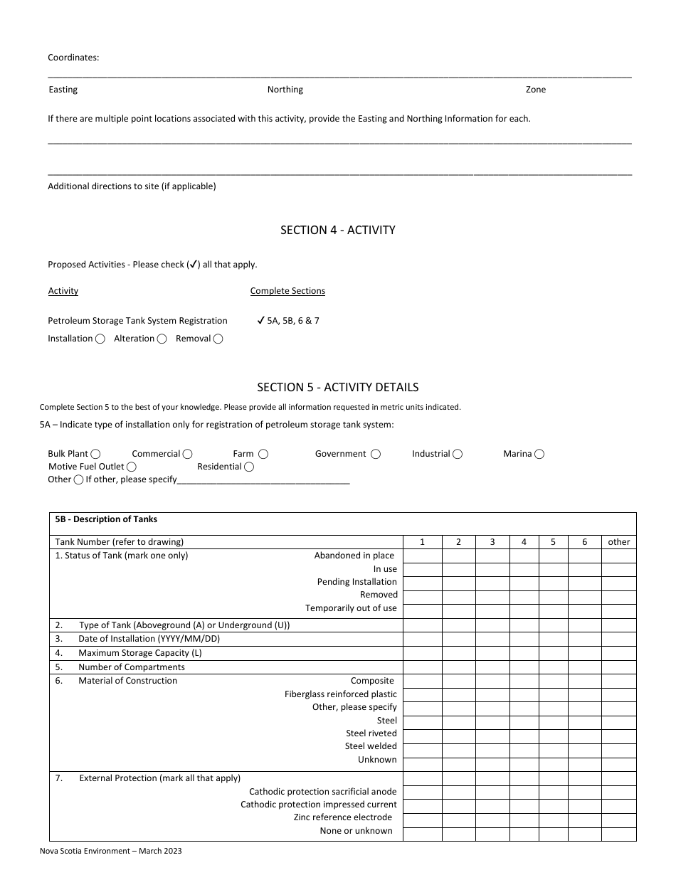 Petroleum Storage Tank 30 Day Completion of Work Form - Application for Installation / Removal / Alteration - Nova Scotia, Canada, Page 3