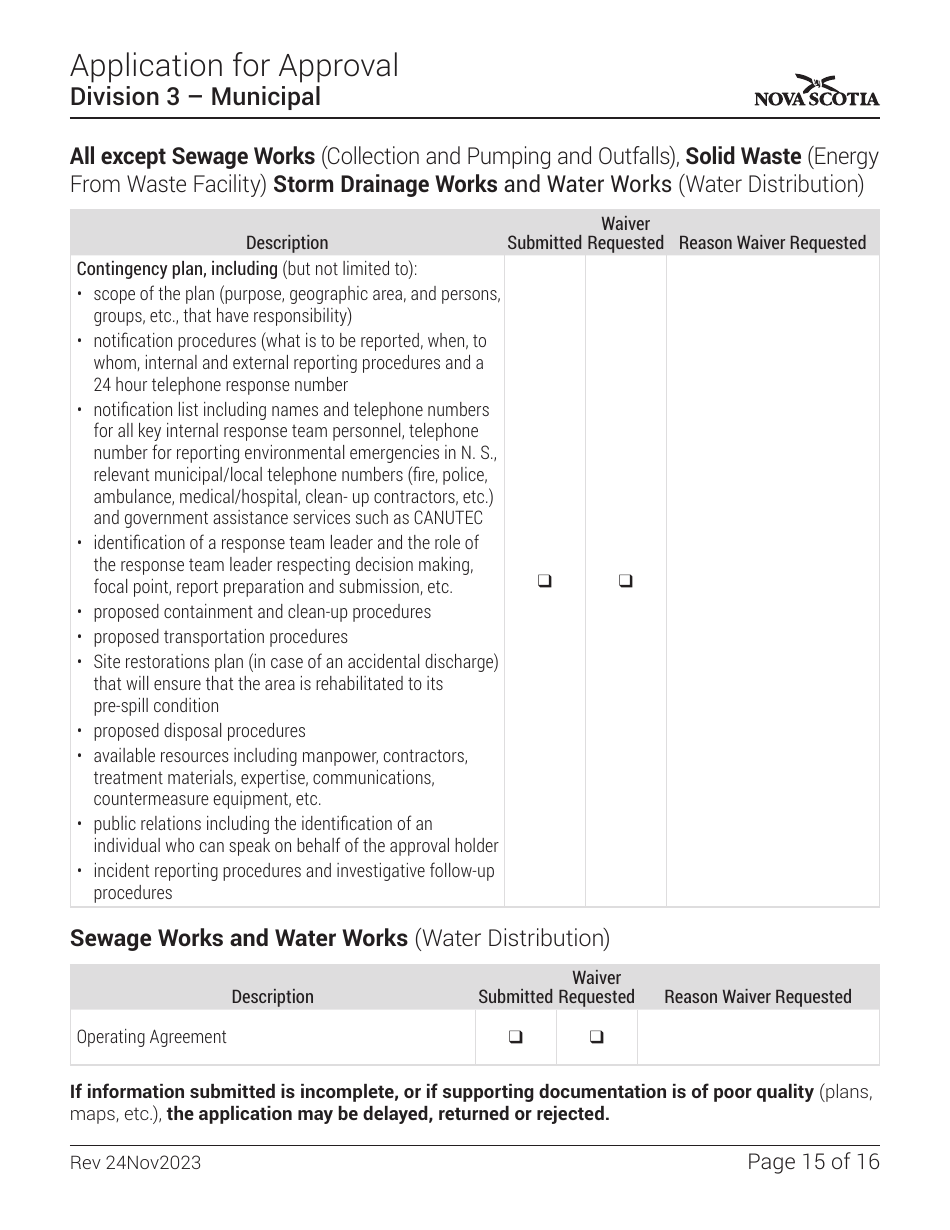 Application for Approval - Division 3 - Municipal - Nova Scotia, Canada, Page 15