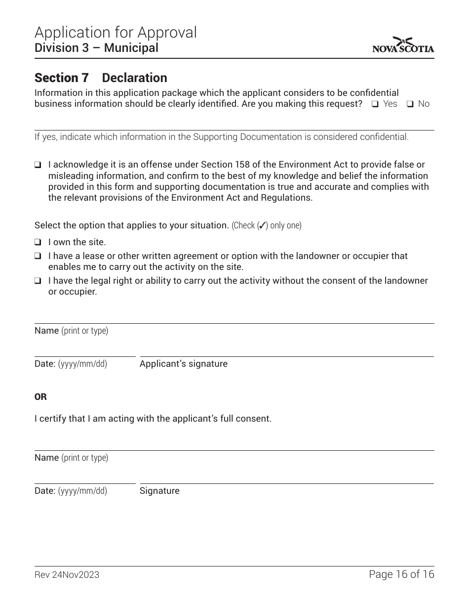 Application for Approval - Division 3 - Municipal - Nova Scotia, Canada, Page 16