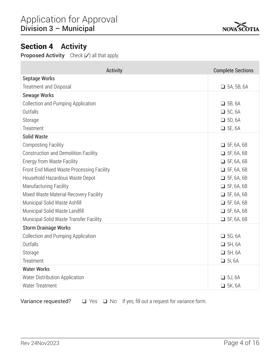 Application for Approval - Division 3 - Municipal - Nova Scotia, Canada, Page 4