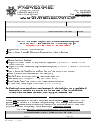 Document preview: Form DPS802-03207 New Driver Certification Cover Sheet - Arizona