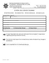 Document preview: Form DPS802-03219 School Bus Driver Training - Arizona