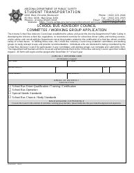 Document preview: Form DPS802-03213 School Bus Advisory Council Committee/Working Group Application - Arizona