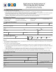 Document preview: Form TTL107 Application for Replacement of Vehicle Identification Number - Massachusetts
